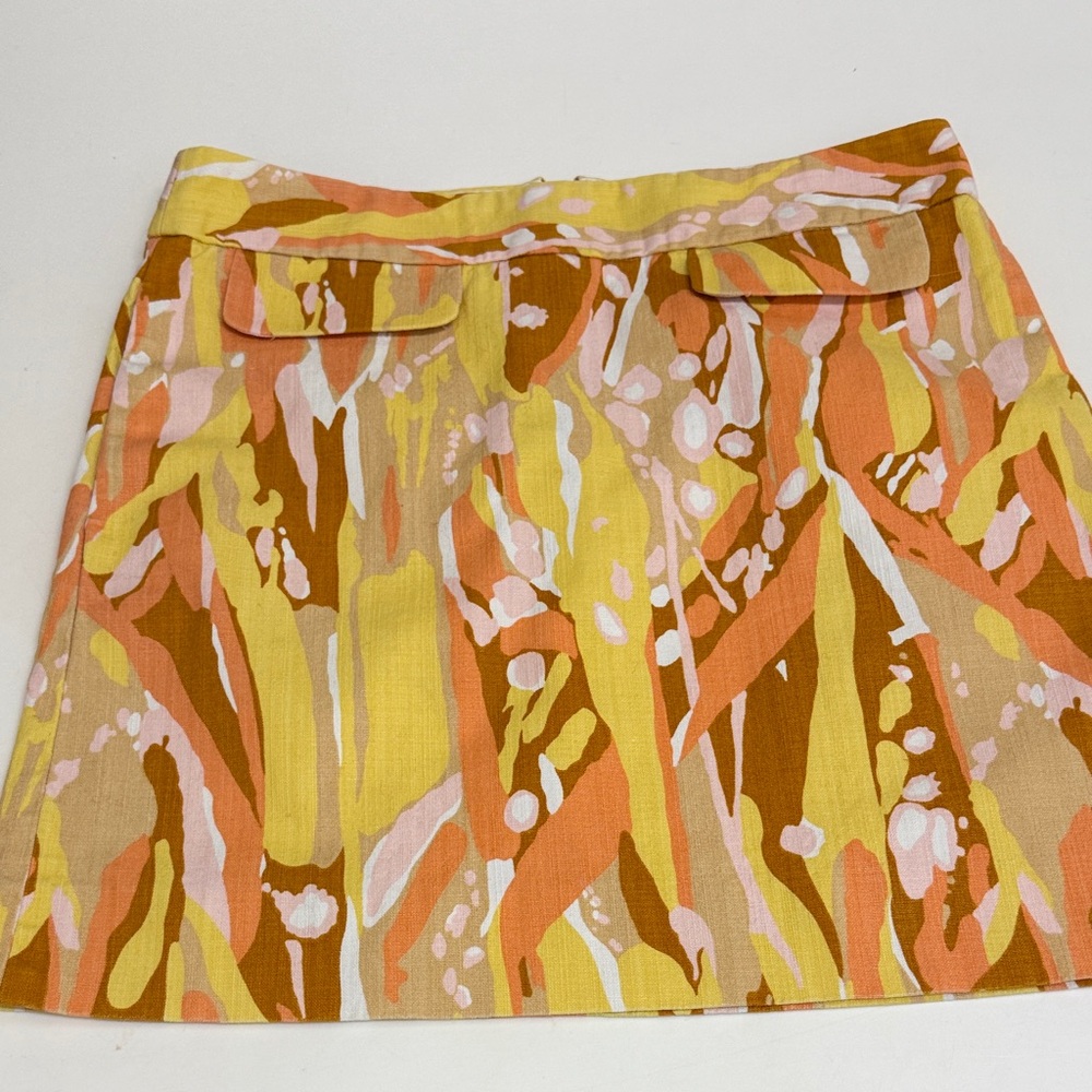 JCrew Women's Abstract Print Mini Skirt - Yellow Pink Orange
